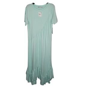Velvet Torch Women's Asymmetrical Ruched T-Shirt Maxi Mint Small Mint Green NEW